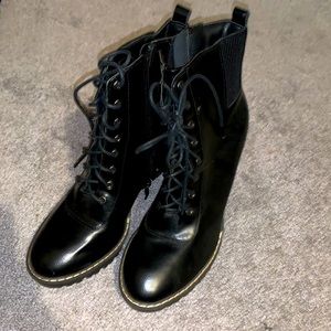 Black high-heal boots